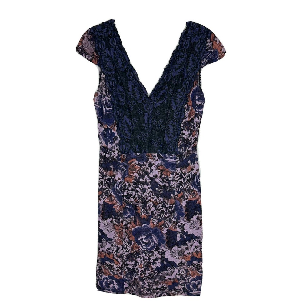 Free People intimately Purple Lace V Neck Floral Women’s Slip Dress Sz S